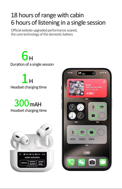 Smart Touch Display, True Wireless Earbuds