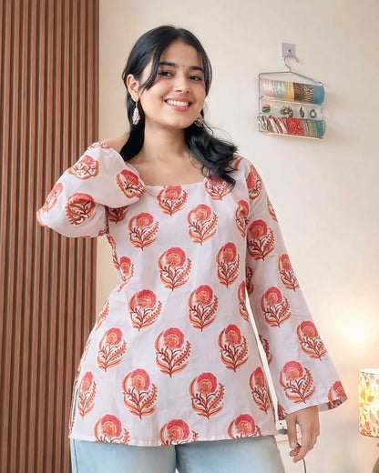 Elegant White Floral Printed