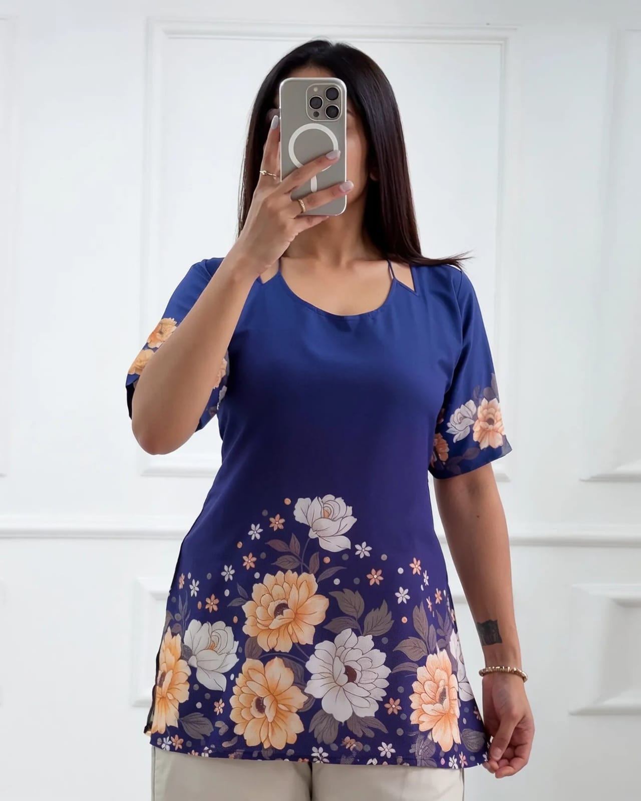 Women’s Navy Blue Floral Printed