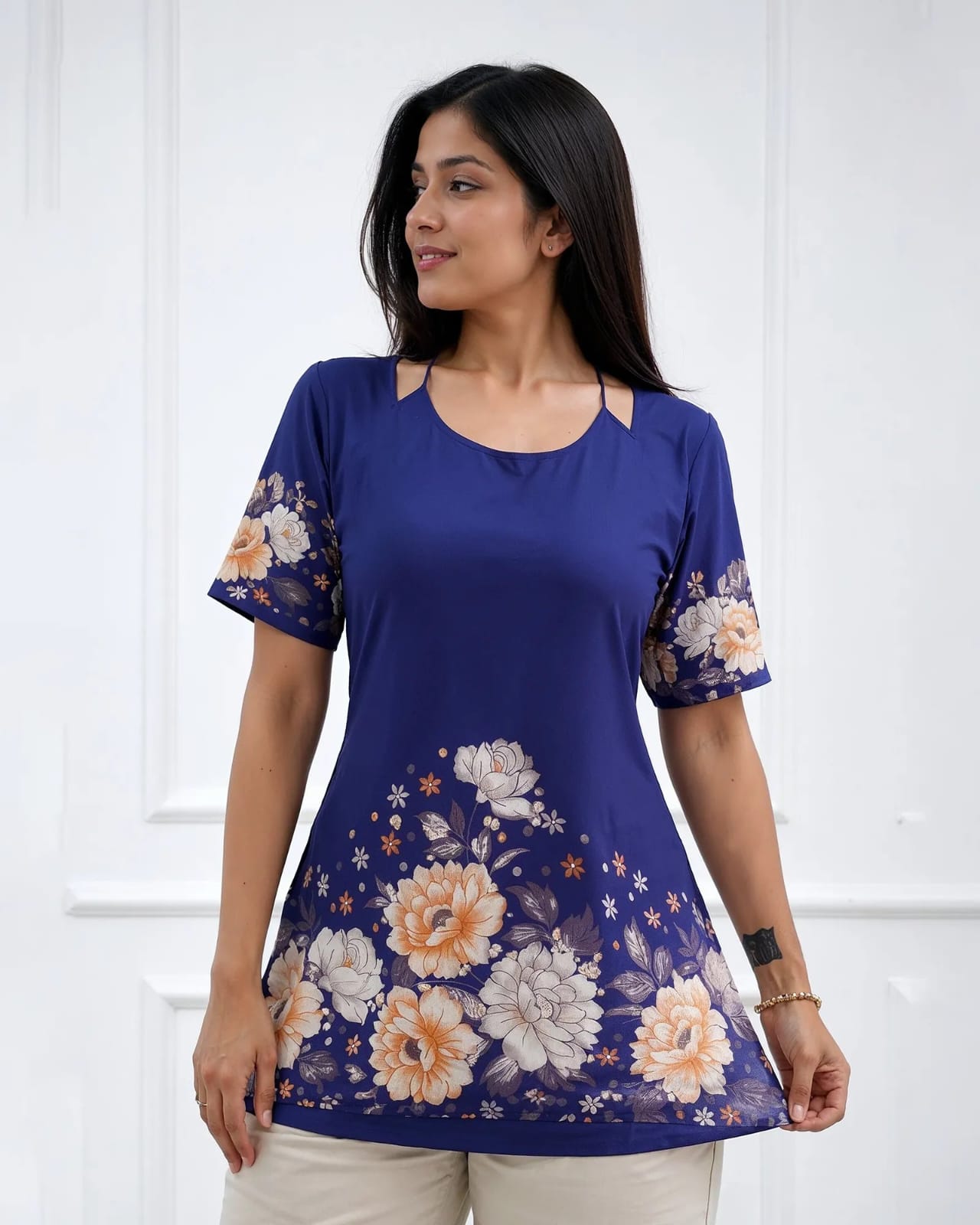 Women’s Navy Blue Floral Printed