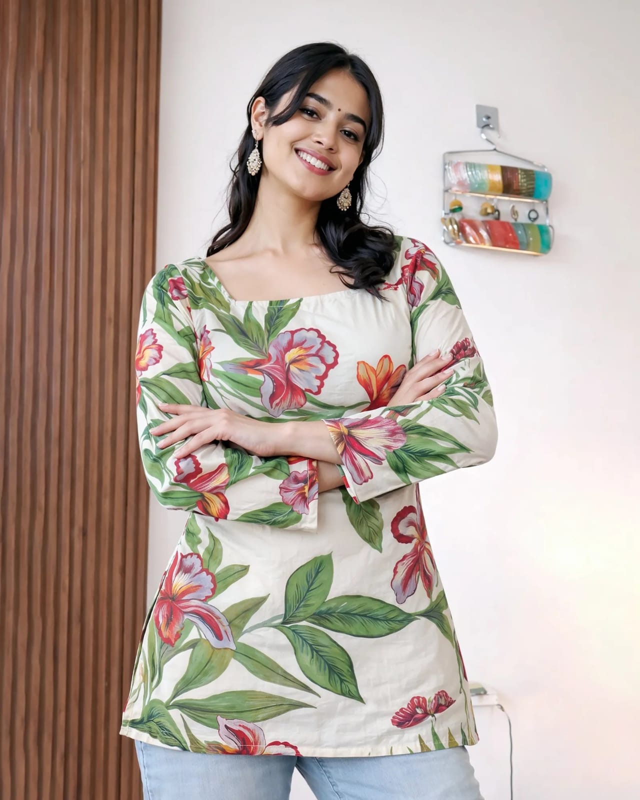 Women’s Floral Printed Square Neck
