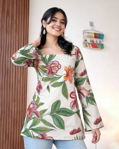 Women’s Floral Printed Square Neck