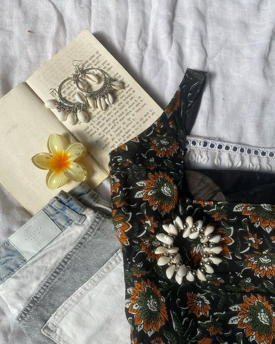 Black Floral Printed Sleeveless