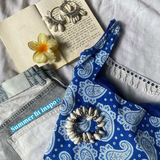 Blue Paisley Printed Sleeveless