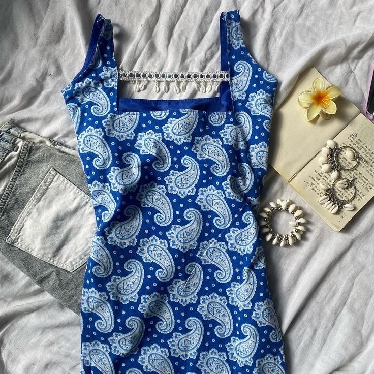 Blue Paisley Printed Sleeveless