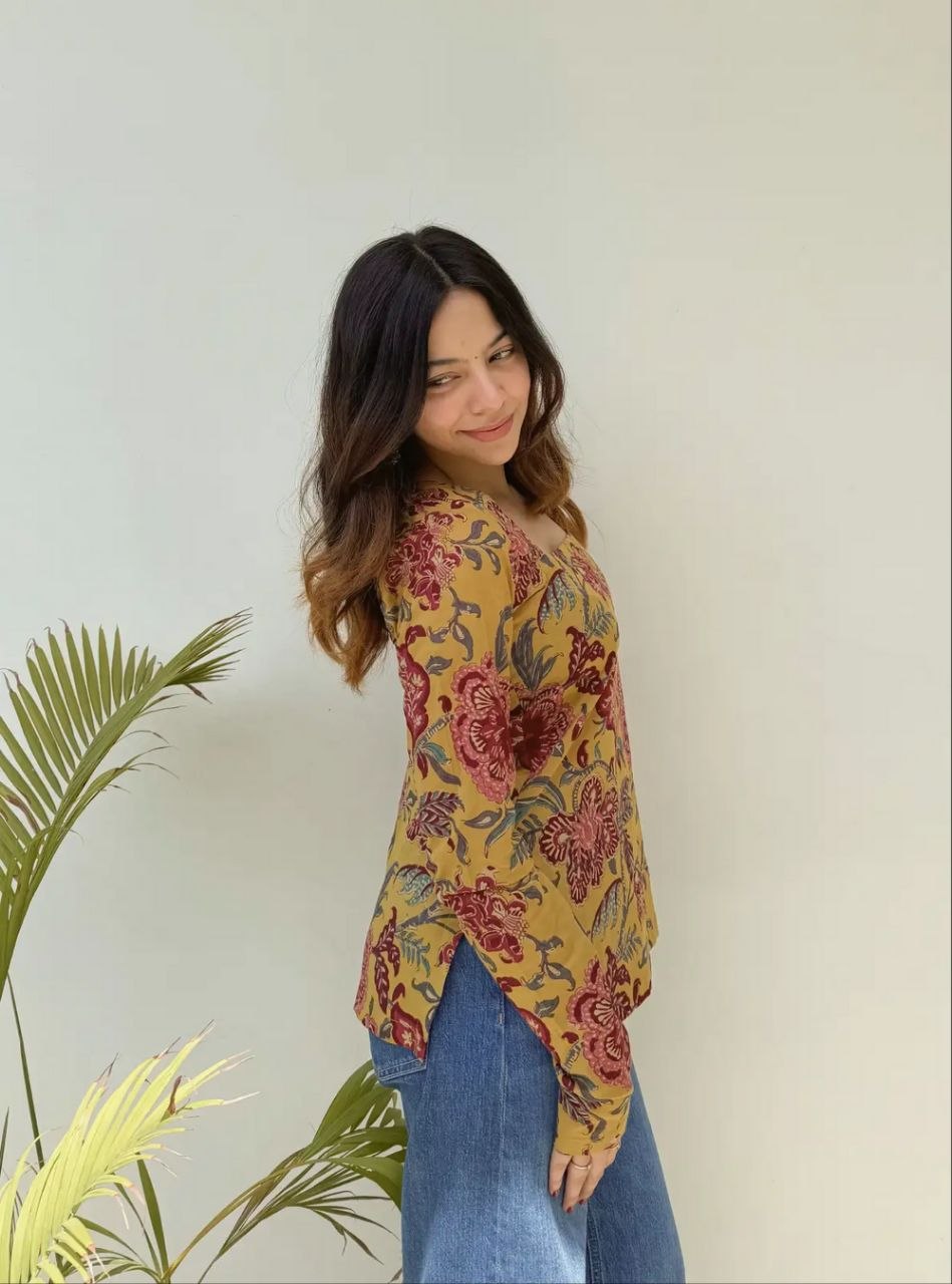 Floral Square Neck Full Sleeve Women’s Top