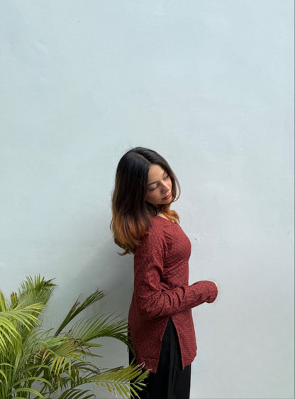 Maroon Printed Women’s Long Kurti