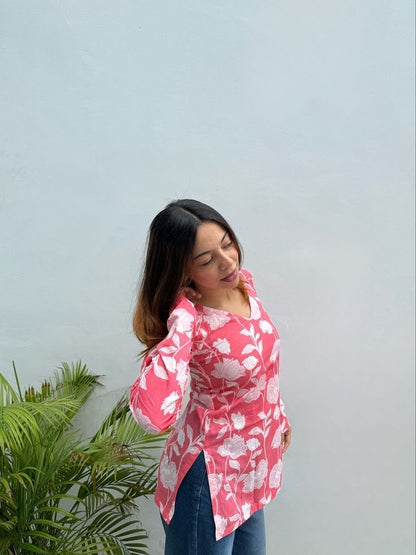 Pink Floral Women’s Kurti
