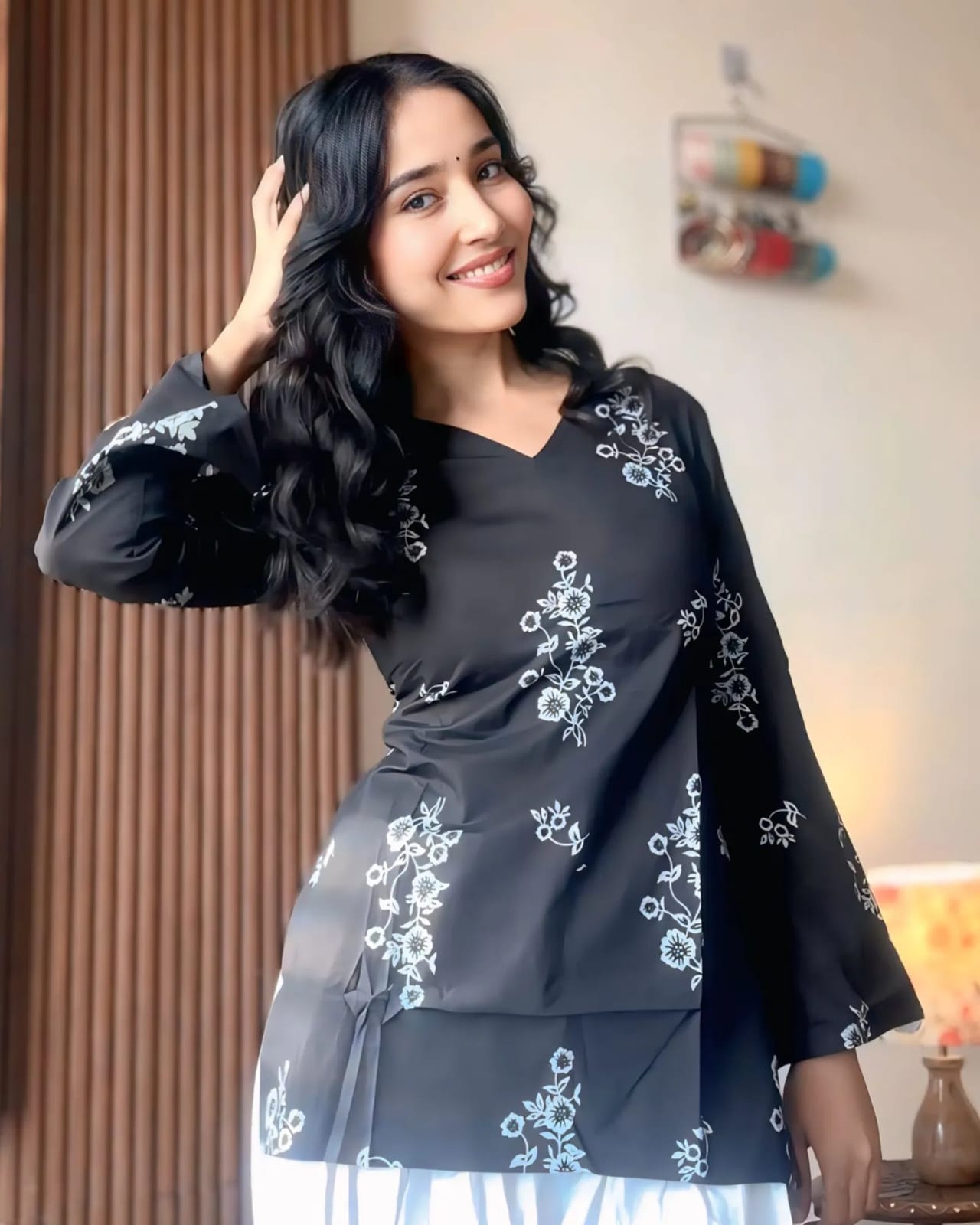 Elegant Black Floral Printed